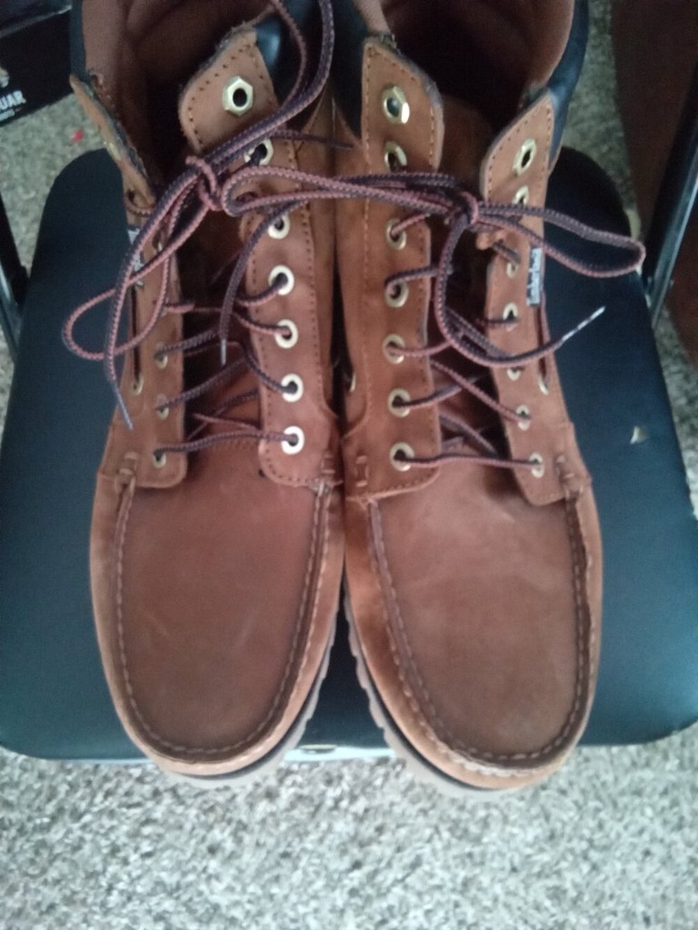 The Timberland Oakwell 7-Eye Moc Toe Boots in brown leather.  (New no tag )